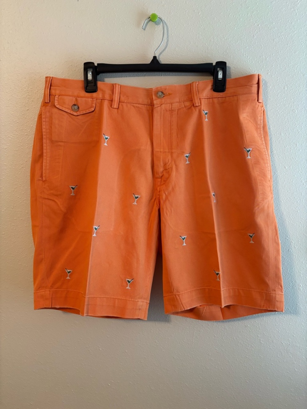 Polo Ralph Lauren size 38 Men's Orange Embroidered Cocktail Shorts vintage rare